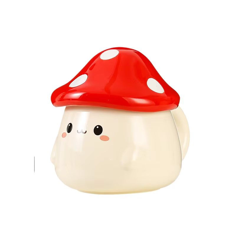 Tasse en céramique champignon avec couvercle