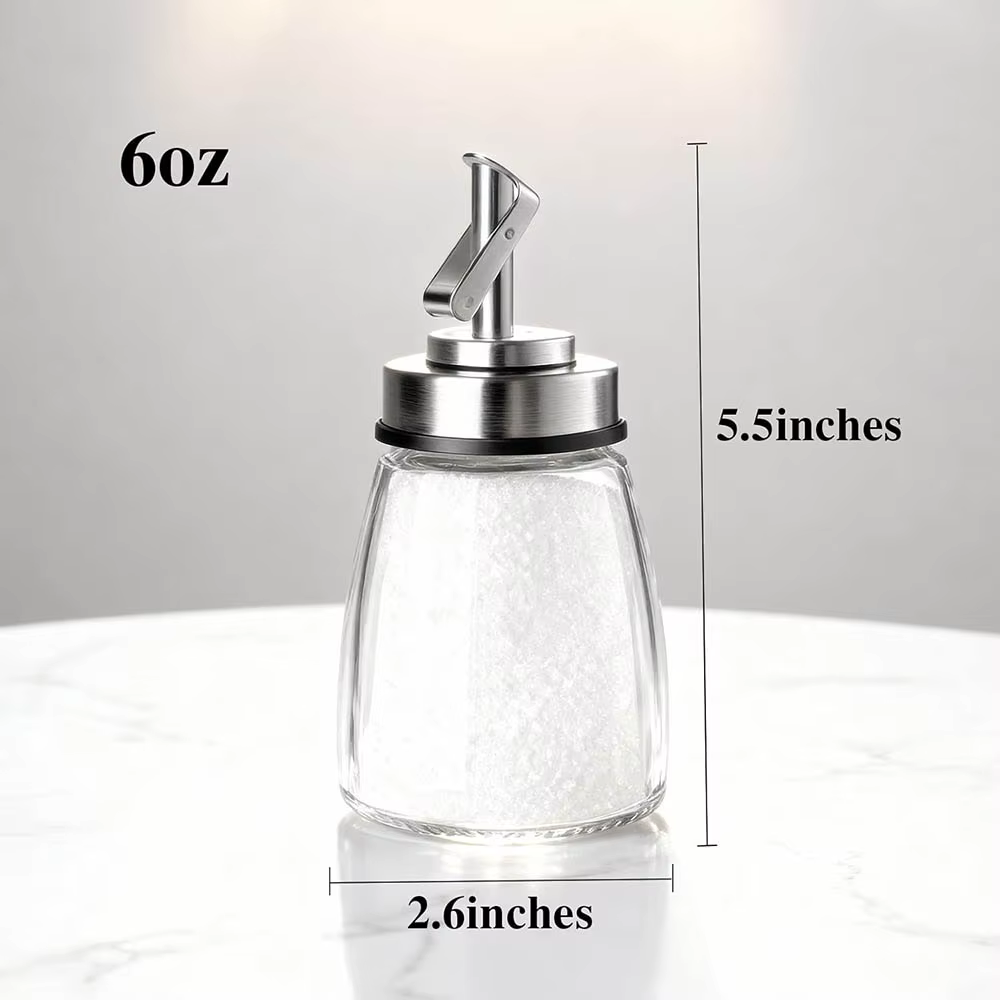 Distributeur de sucre en verre avec couvercle en acier inoxydable