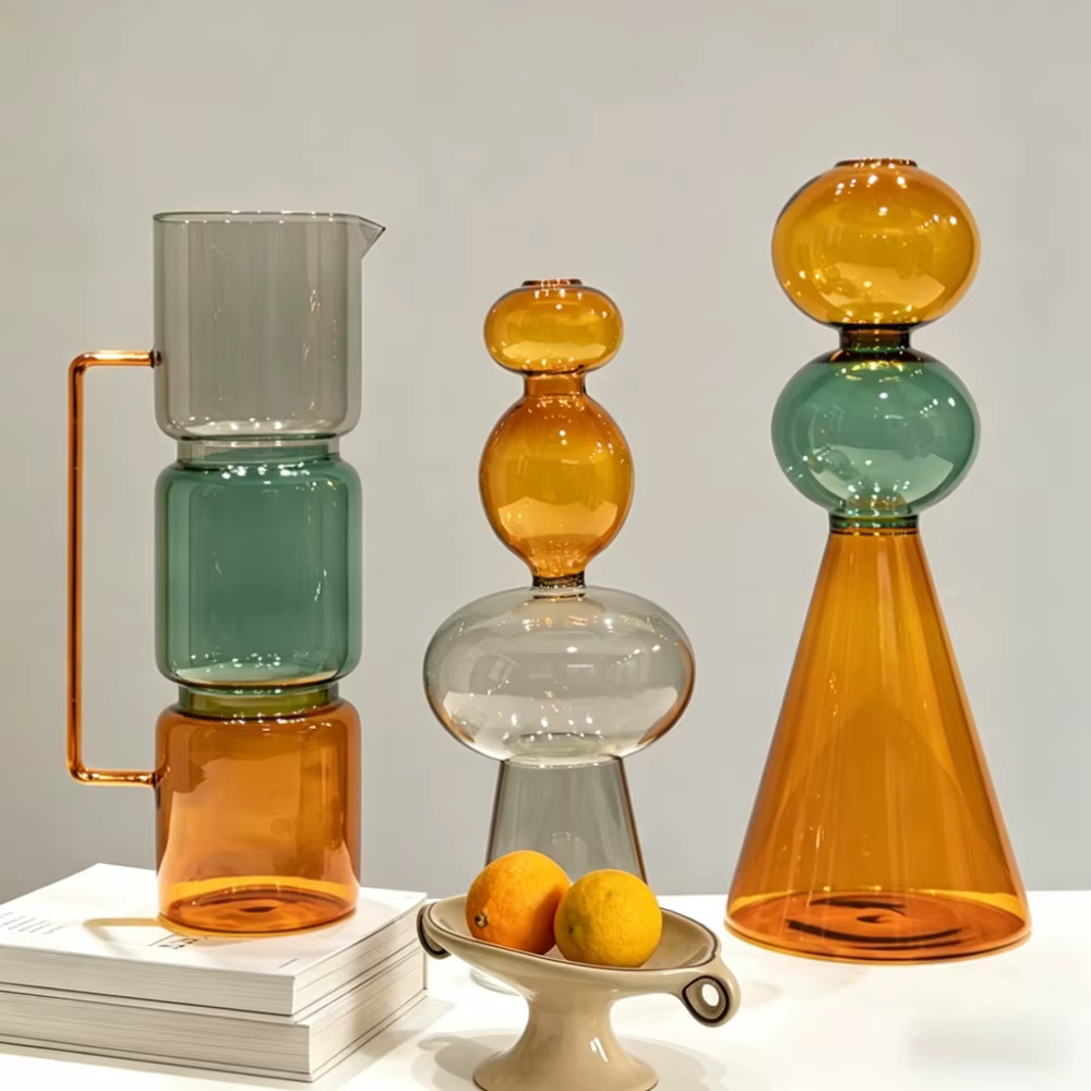 Vase en verre transparent à double couche