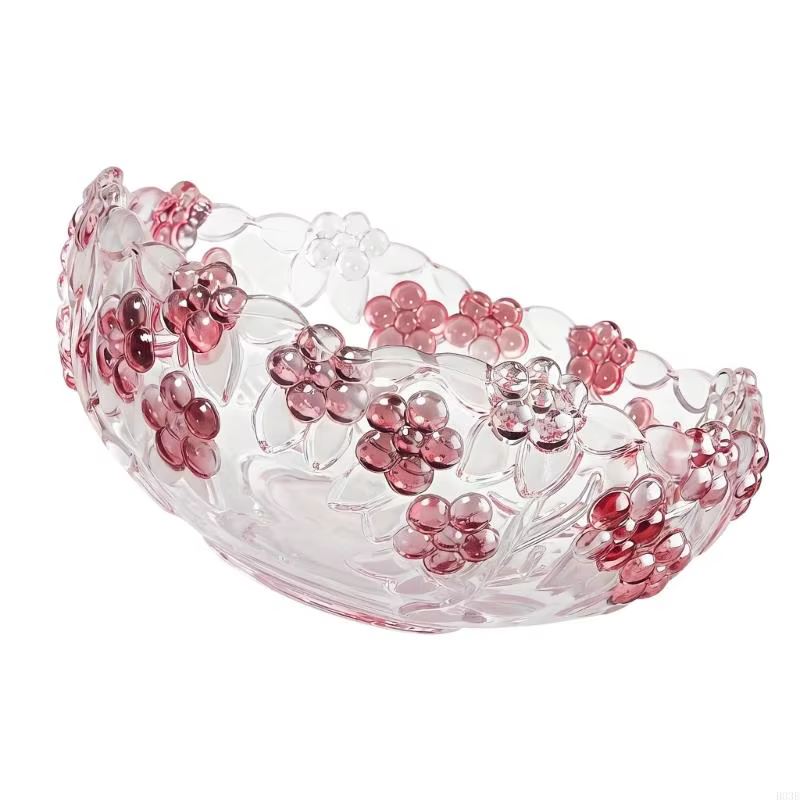 Bol service en verre transparent artistique
