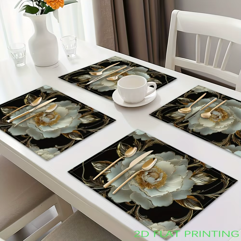 Napperons imprimés de fleurs plates 2D