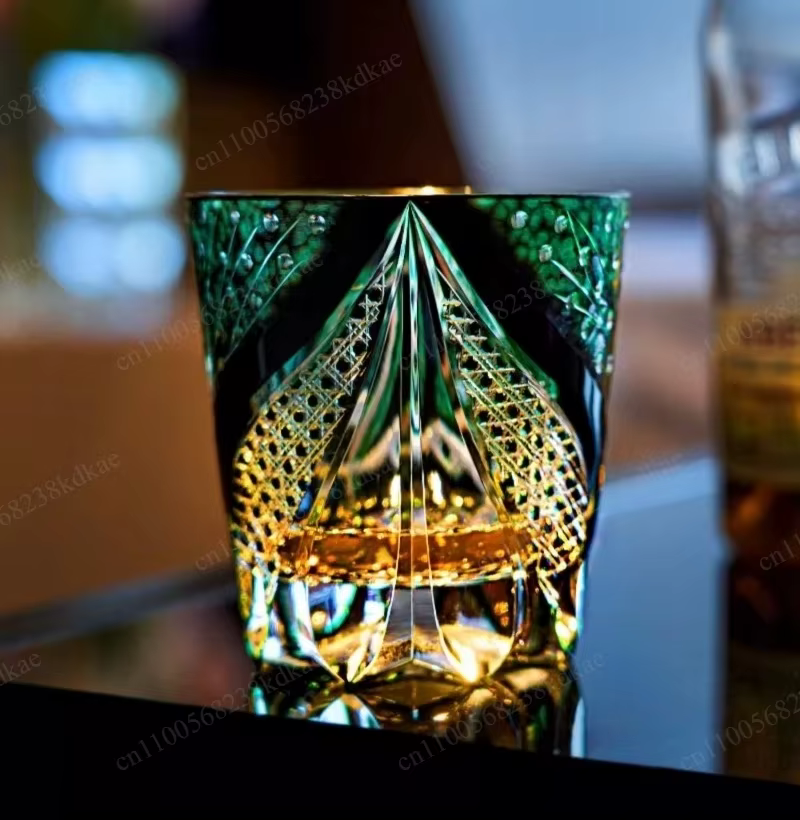 Verre à whisky et à brandy en cristal Edo Kiriko sculpté à la main