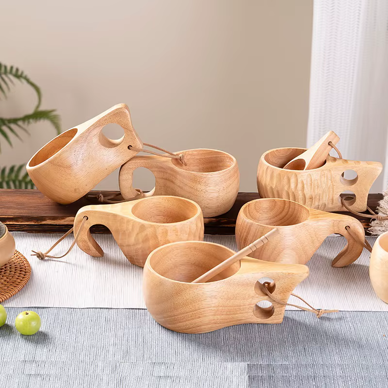 (1 pièces) petite tasse à lait créative en bois 6/8oz 180-240ml