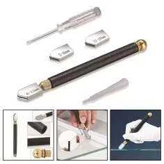 Outil professionnel de coupe de verre à 6 roues avec poignée en acajou, rouleau Portable, multifonctionnel et haute résistance pour une coupe de précision