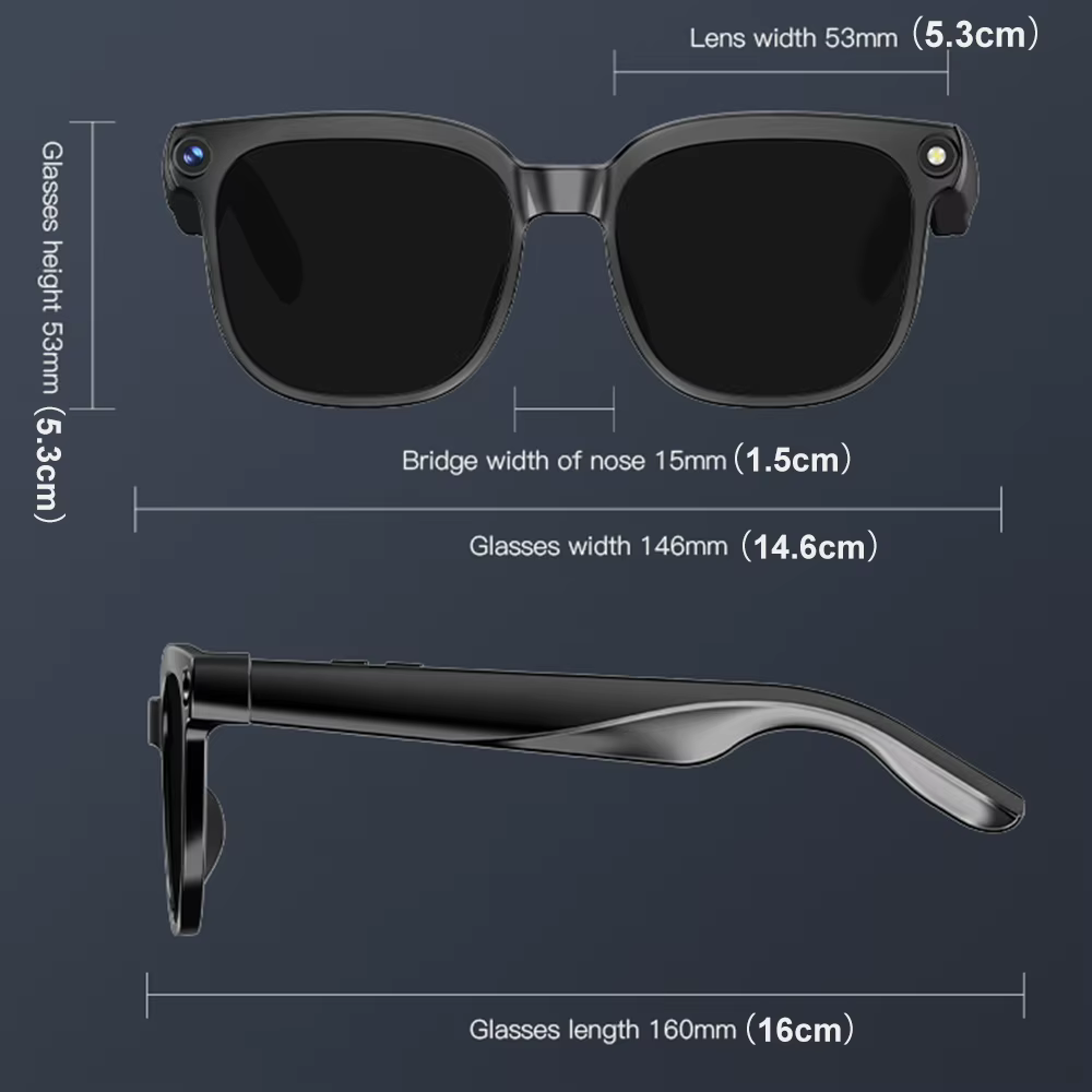 Lunettes Intelligentes IA Assistant Intelligent 2026 Nouveauté Étanche IP65 Caméra HD 800W Prise en Charge de l'Enregistrement Photo et Vidéo Fonction de Traduction IA