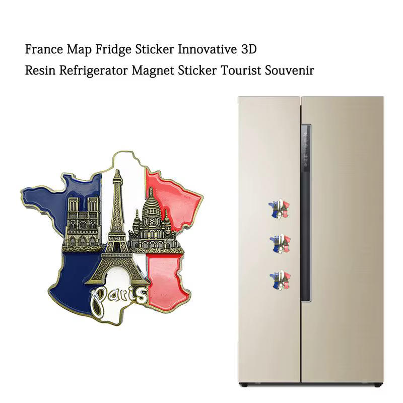 Autocollant de réfrigérateur carte de France, souvenir touristique d'Europe, aimant de réfrigérateur en résine 3D, souvenirs de Paris, décorations innovantes