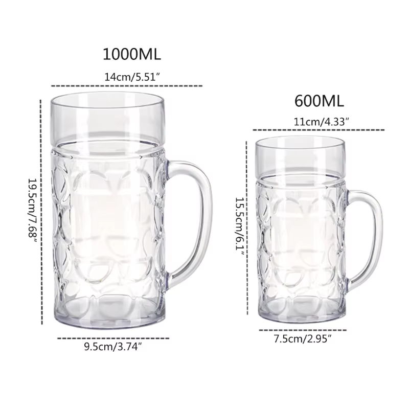 Tasse à bière réutilisable en plastique incassable