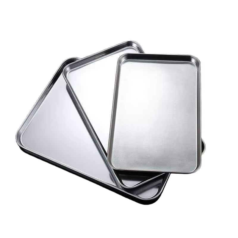 Plateau de service rectangulaire en acier inoxydable pour nouilles de riz
