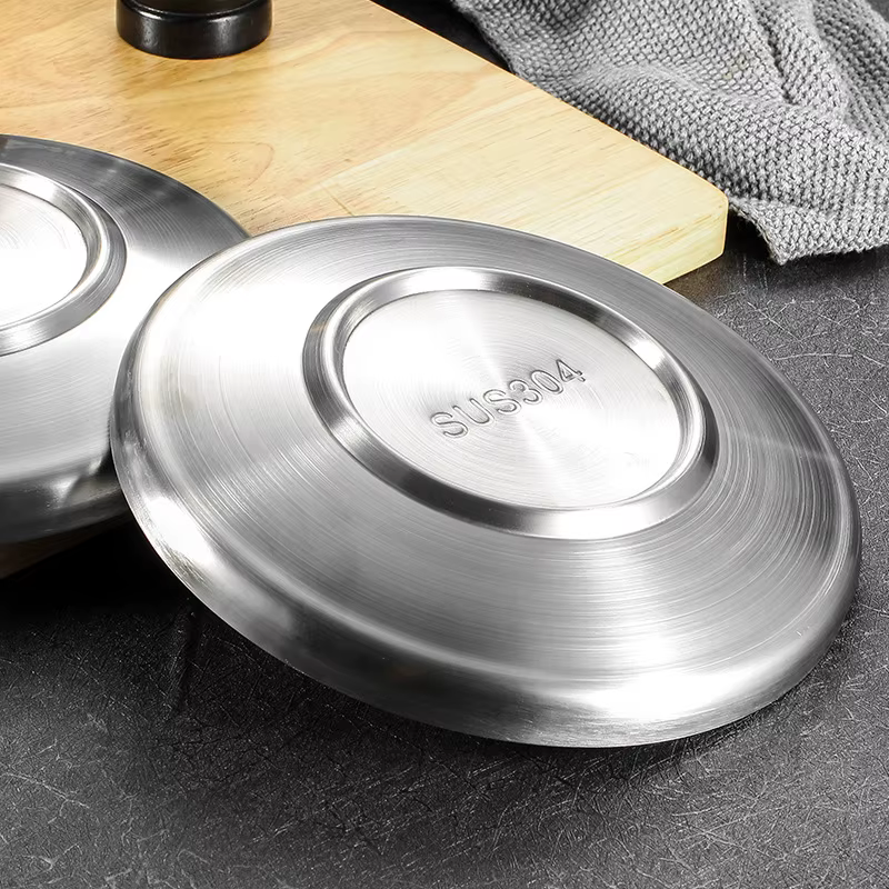 Assiette ronde en acier inoxydable 304