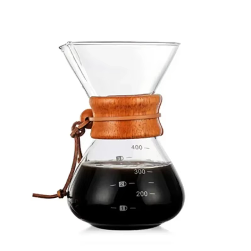 Bouilloire à café en verre avec filtre en acier inoxydable
