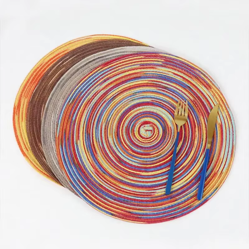 Napperon de Table Rond en Vinyle Tissé Individuel