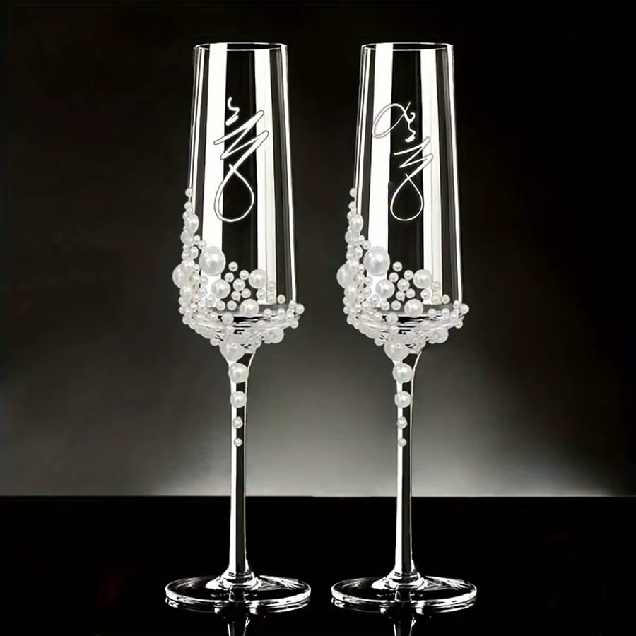 Verres en perles de cristal élégants pour Champagne