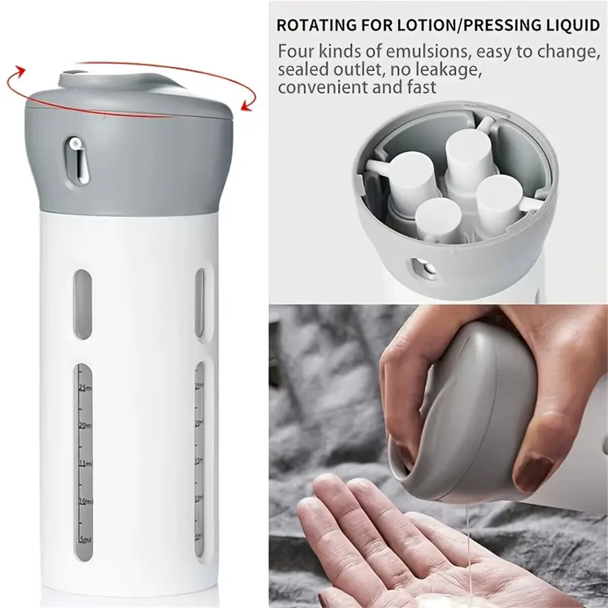 Bouteille distributrice de liquide de voyage Portable 4 en 1