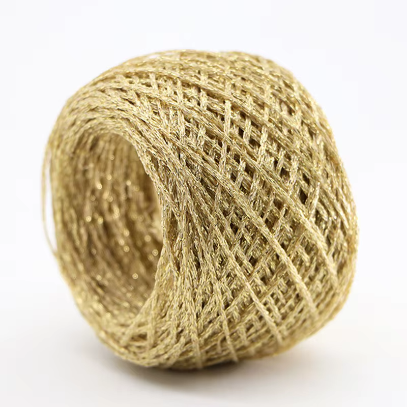 50g/boule coloré Unique or argent laine coton fil métallique écheveau Crochet fil paillettes tissé à la main sac artisanal