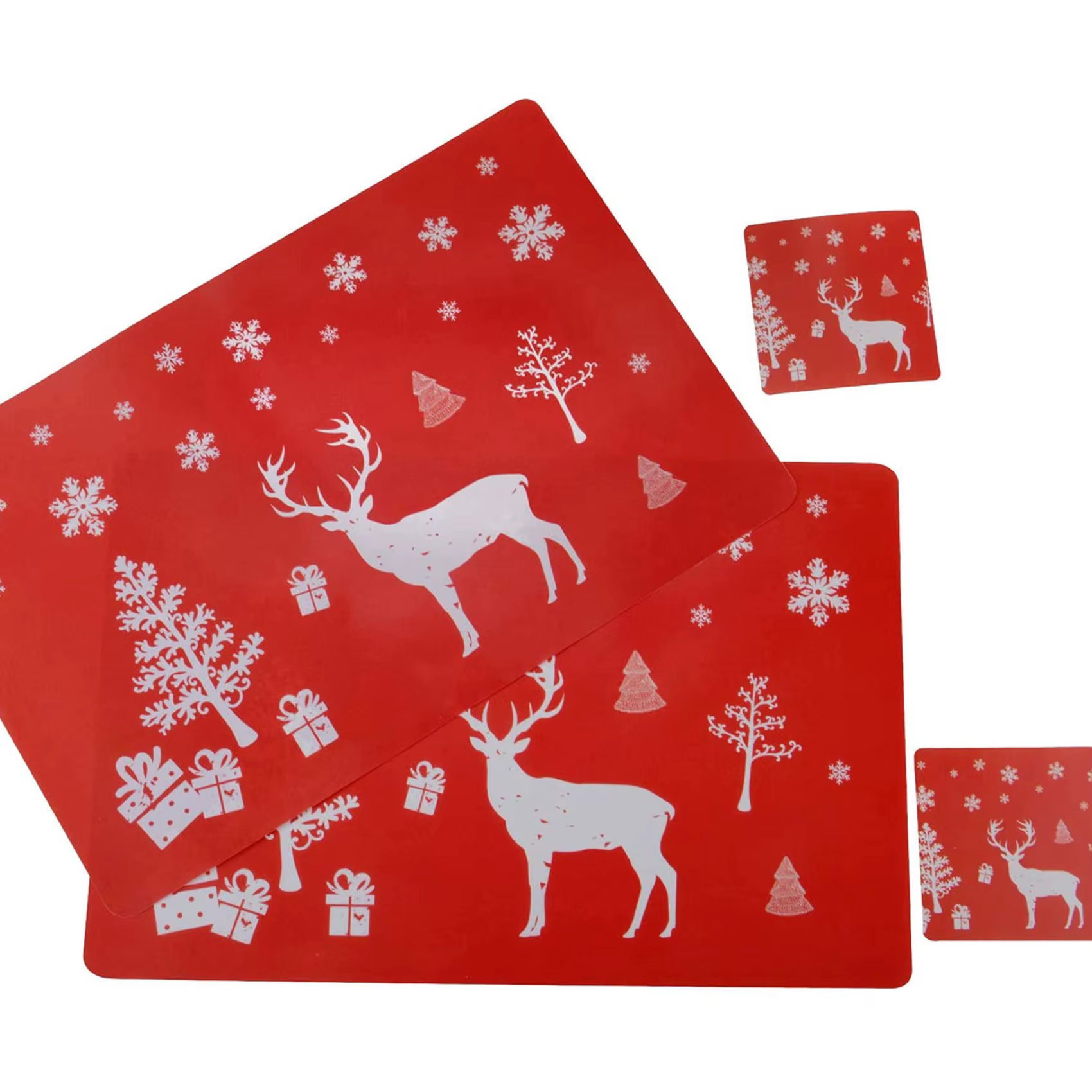 Toile de noël lavable, ensembles de 12 napperons et 12 tasses