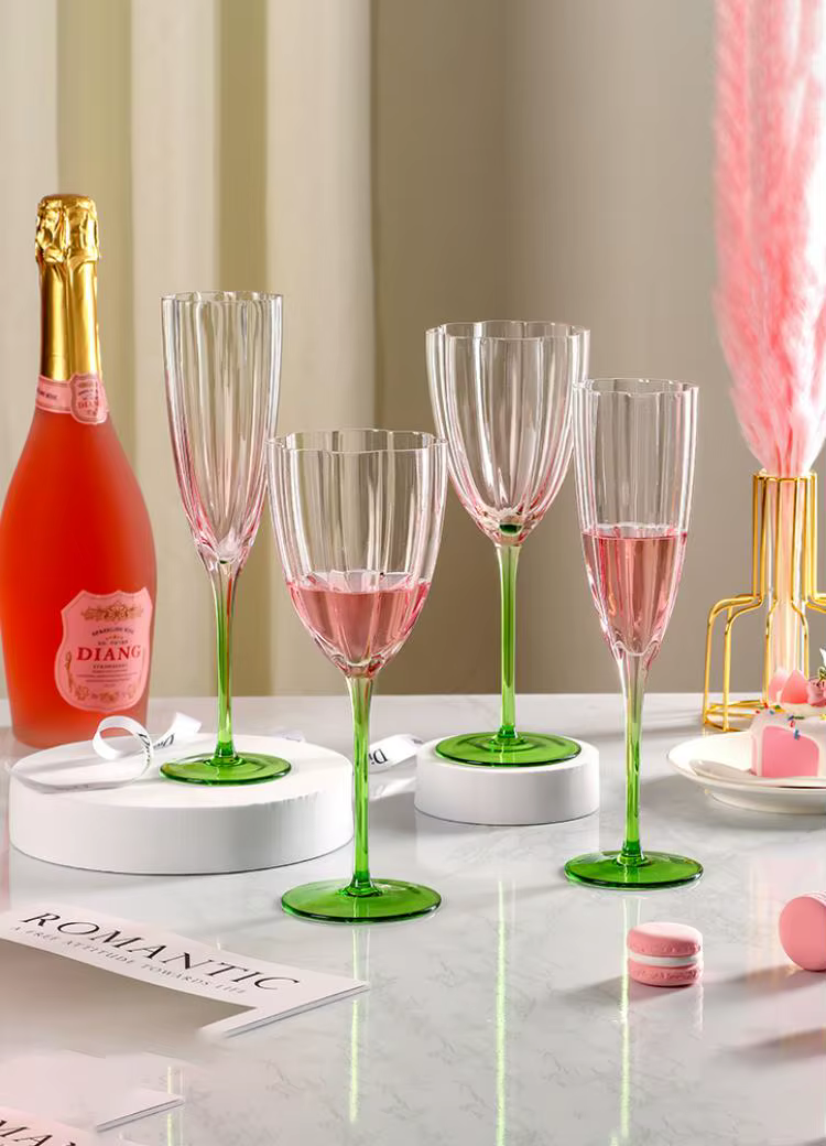 Gobelet à pétales français Vintage rose vert