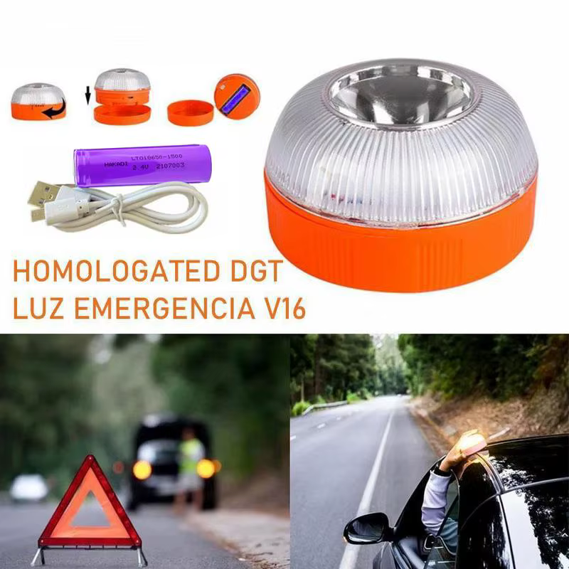 Pouvez-vous rophare d'urgence pour voiture, aste par USB, stroboscope à induction magnétique V16, lumière clignotante en iode, flash d'aide, lampe de signalisation de sécurité