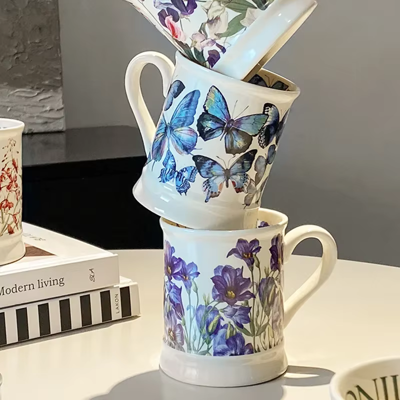 Tasse à fleurs en céramique classique européenne