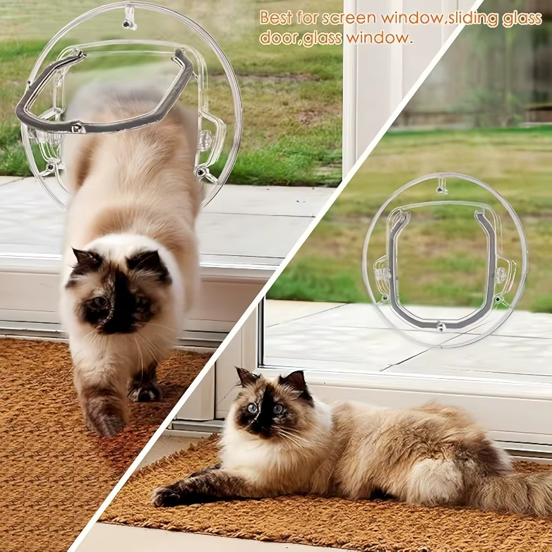Porte transparente pour animaux de compagnie pour une entrée et une sortie libres à travers le trou de la porte, adaptée aux chats et aux petits chiens. Portes et fenêtres en verre C