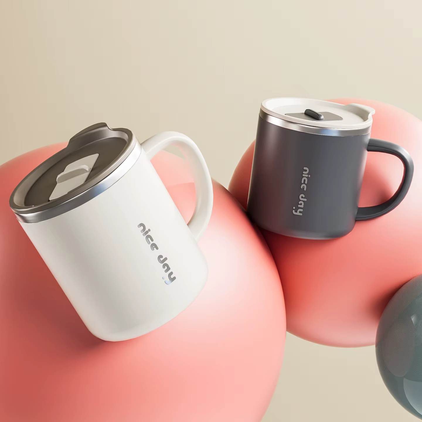Mug à café isotherme double paroi 400 ml avec couvercle