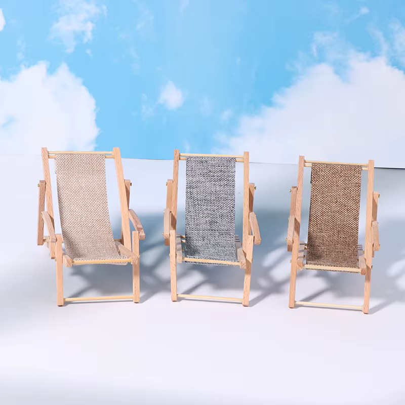 1Pc 1/12 maison de poupée chaise longue pliable maison de poupée salon chaise de plage modèle maison de poupée Mini meubles accessoires