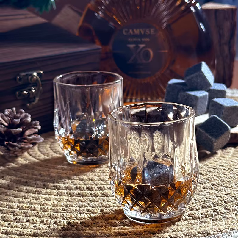 Ensemble de verres à whisky et à charbon, glaçon en granit, boîte en bois, cadeau de fête des pères, papa et mari, hommes