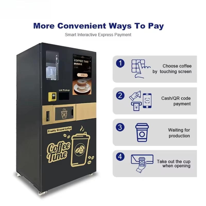 Machine à café automatique professionnelle entièrement fonctionnelle, distributeur d'espresso et de cappuccino en libre-service