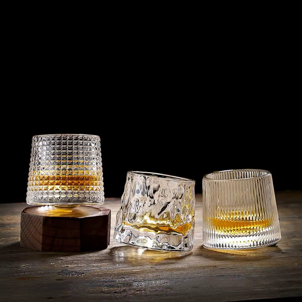 Bureau à domicile avec Base tasse en verre cristal rhum