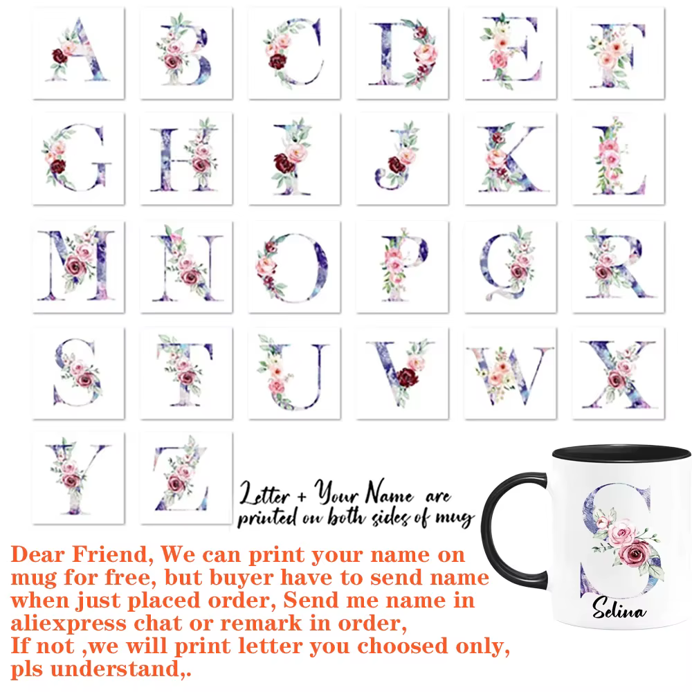 Tasse à café florale personnalisée avec nom