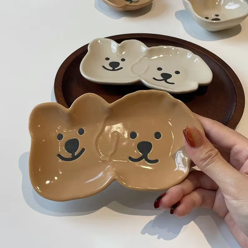 Assiette d'assaisonnement en céramique de dessin animé mignon