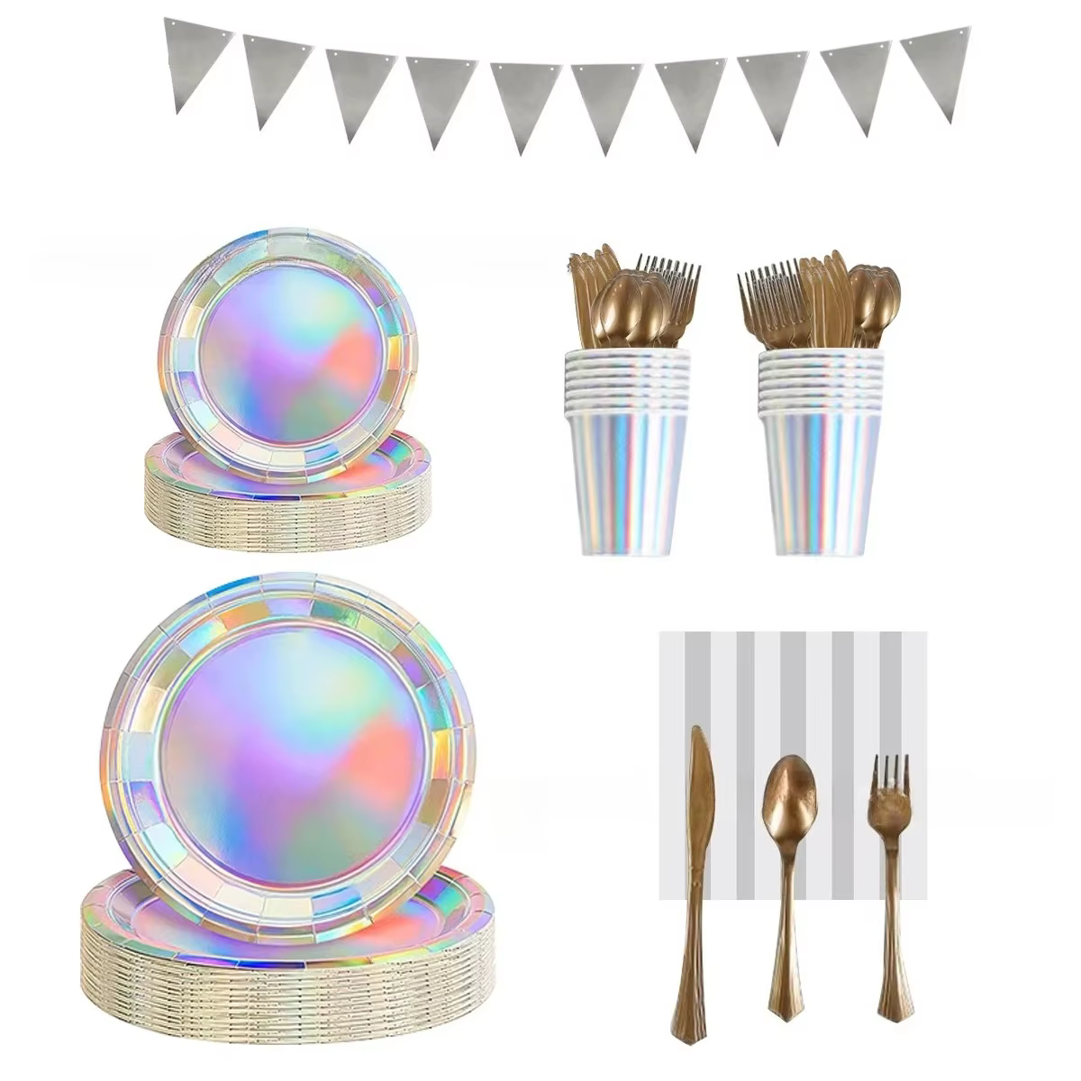 Ensemble de vaisselle jetable épaisse couleur Laser