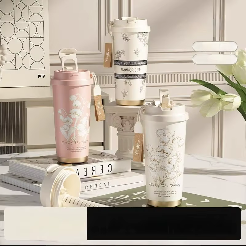 GIANXI Lily Of The Valley Design voyage Portable étanche tasse à café en acier inoxydable bouteille isolée