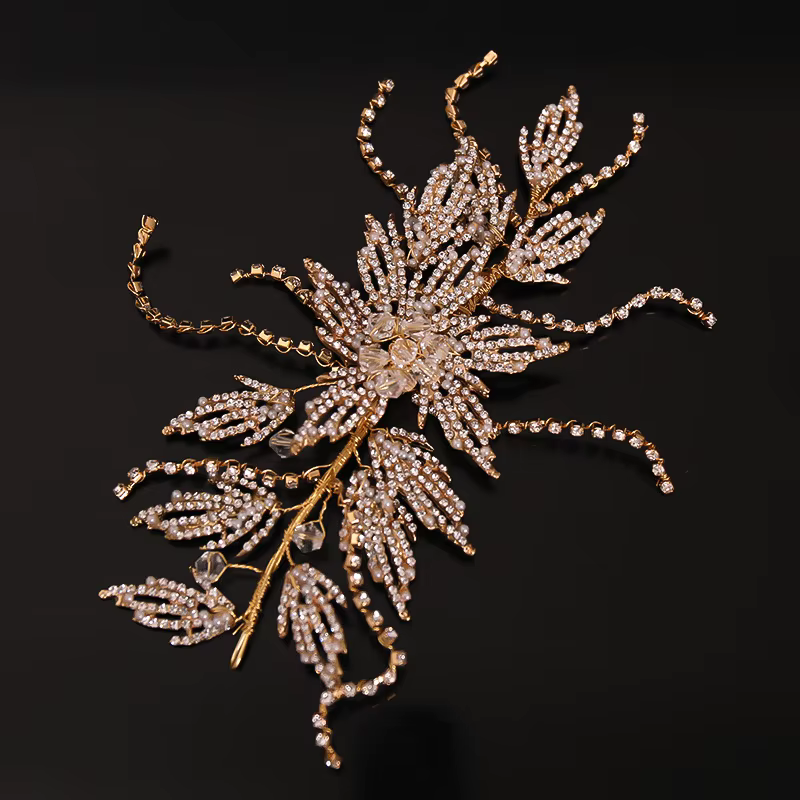 Bandeau de cheveux en biscuits doré pour mariée, bandeau de sauna en cristal, accessoires de mariage, bijoux de luxe pour femmes, ornements de fête, pièce de sauna
