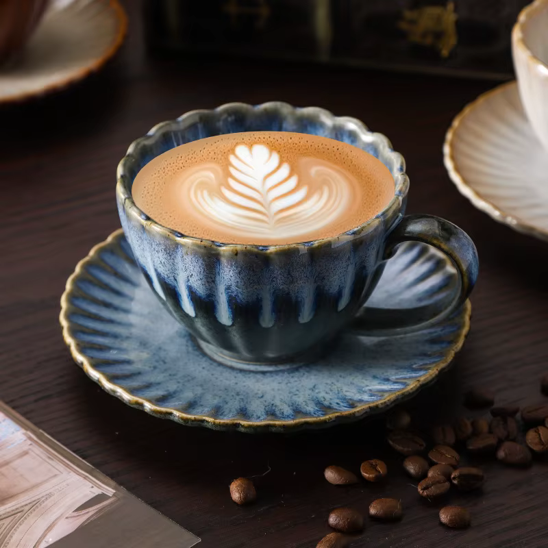 Tasse en céramique tournée au four rayé haut de gamme Vintage