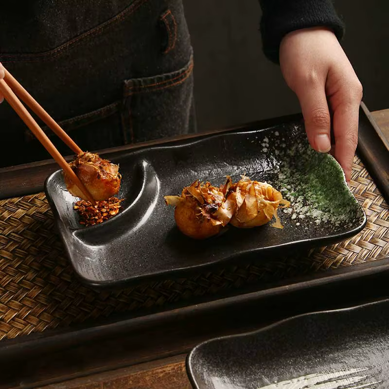 Assiette à boulettes en céramique de style japonais