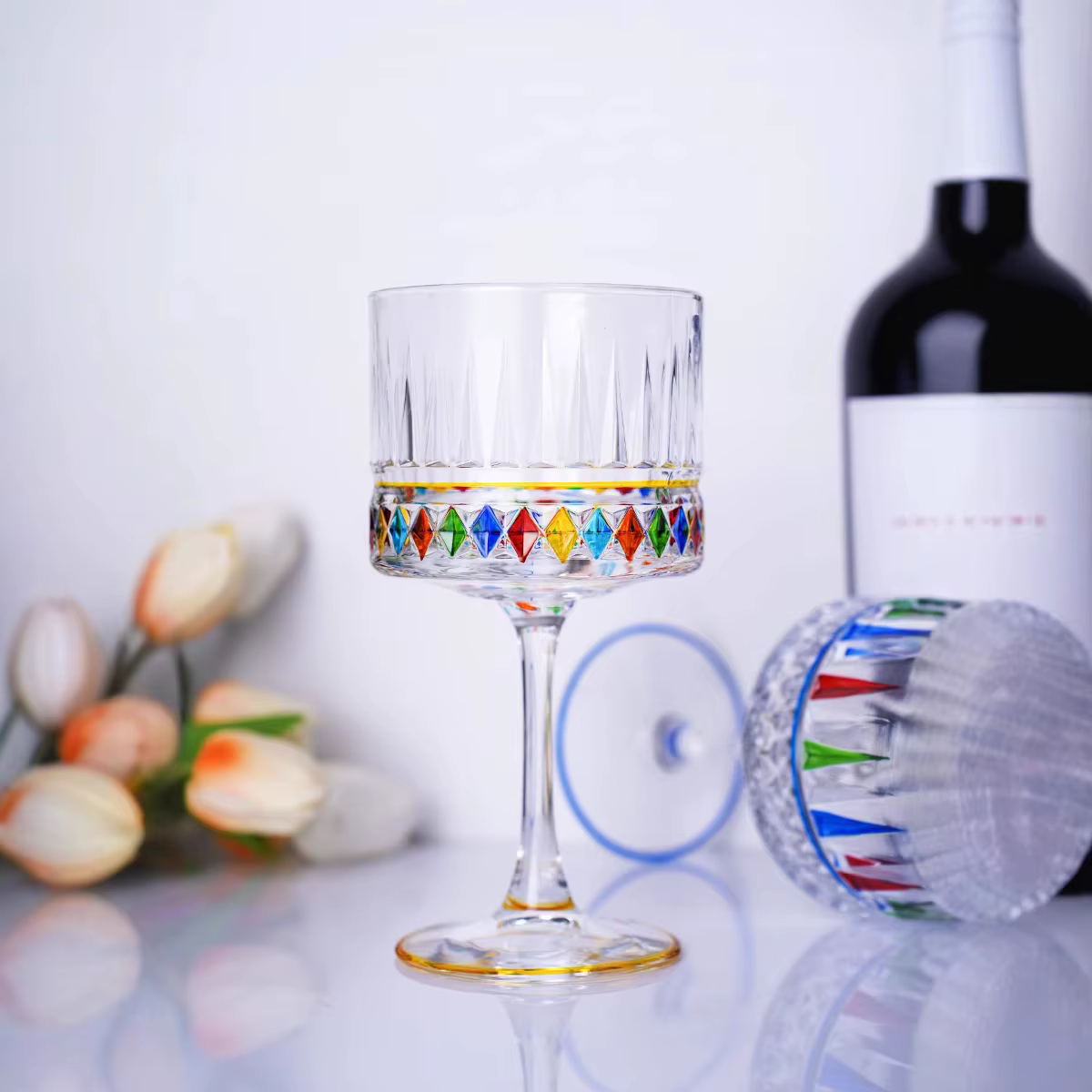 Verrerie à tige créative en relief coloré – Verres pour cocktail