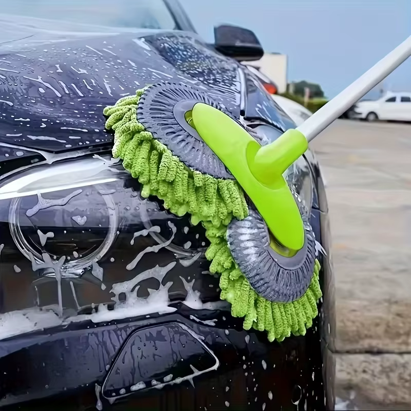 [Brosse de lavage de voiture] Brosse de nettoyage de voiture à long manche réglable, outil de lavage de voiture en microfibre chenille, outil de lavage de voiture multi-surfaces robuste