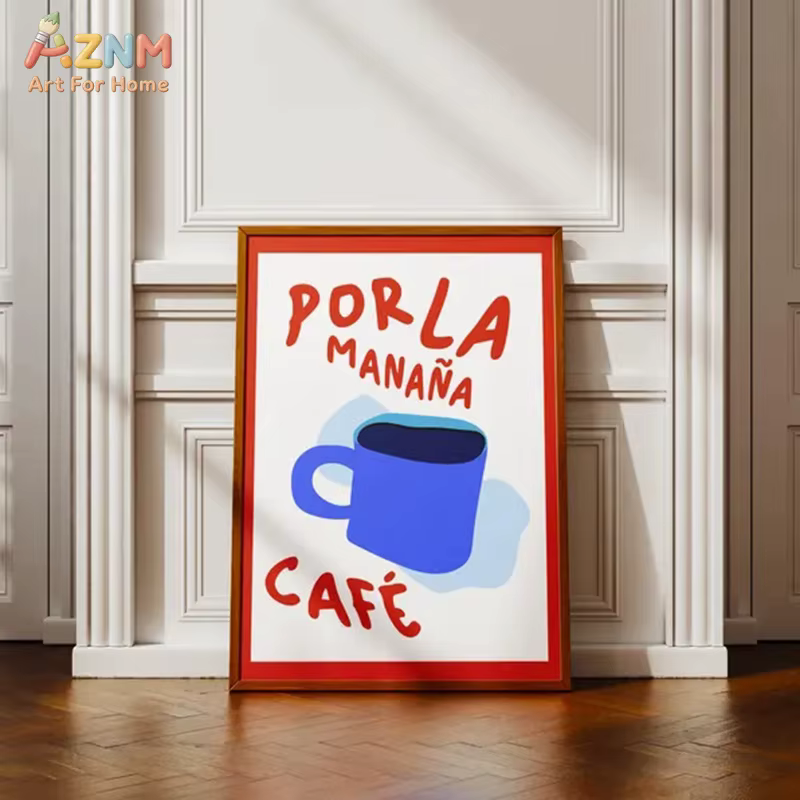 AZNM Por La Manana Cafe - Tableau mural sur toile avec tasse
