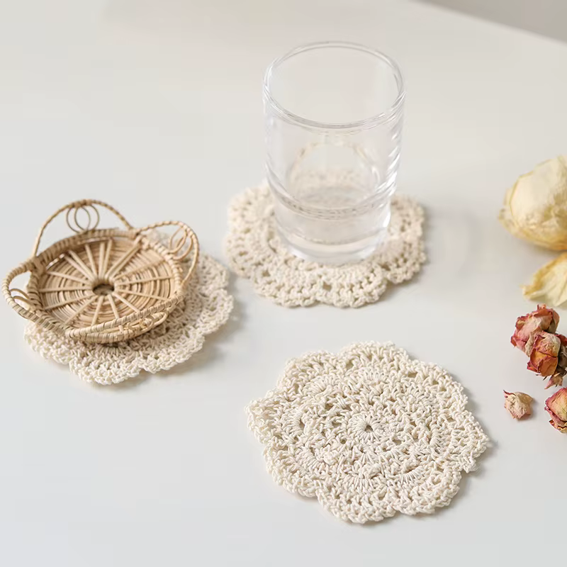 Sous-verres bohème en Crochet à fleurs