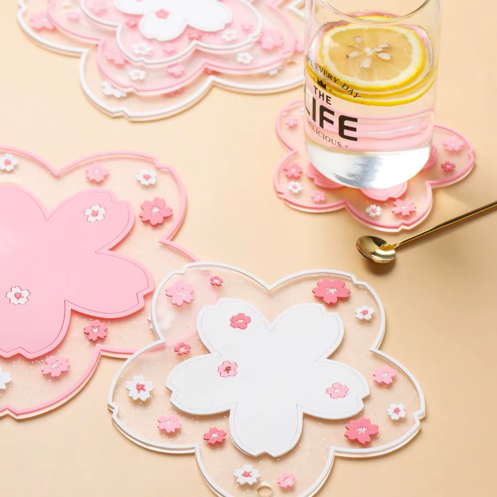 Dessous de verre en forme de fleur Kawaii