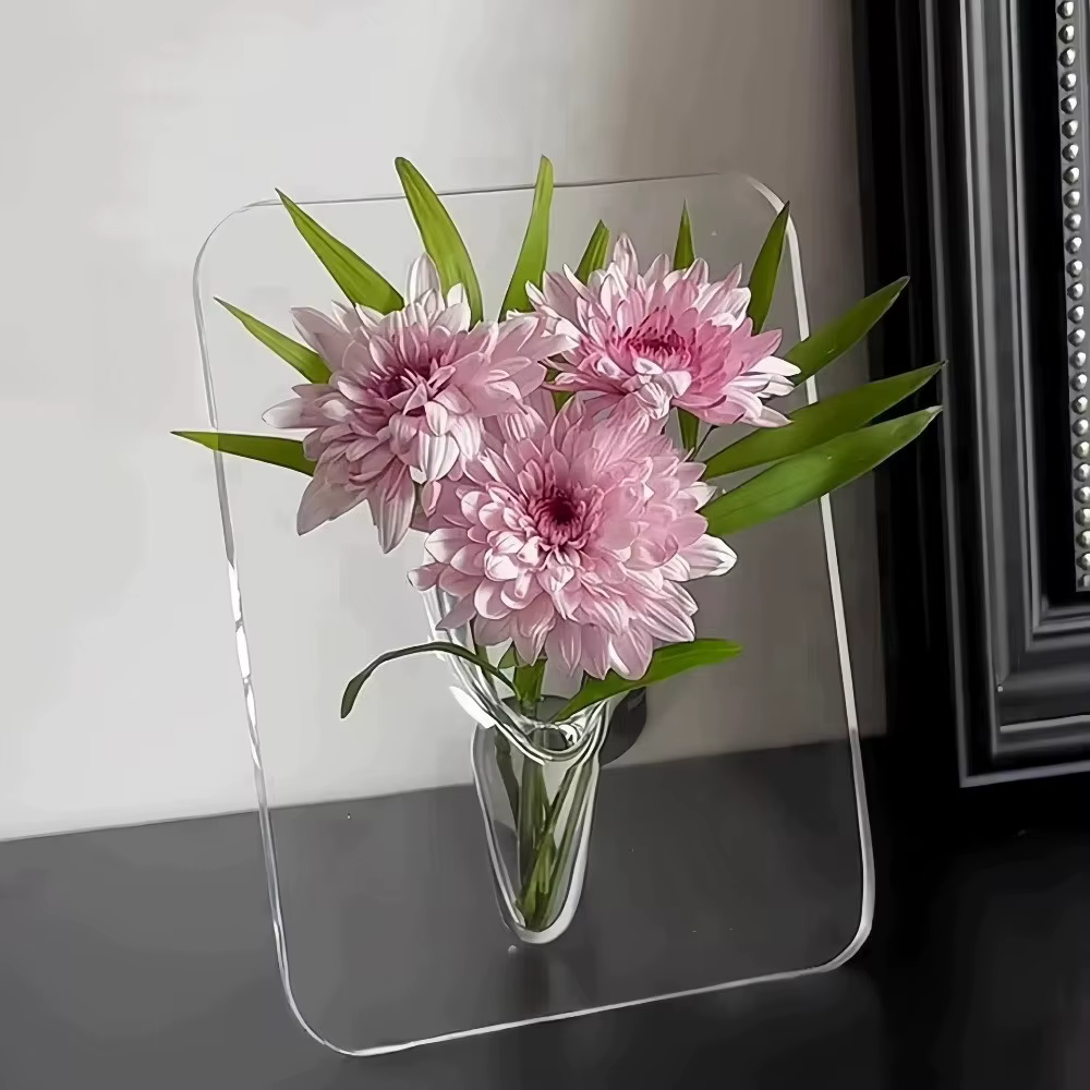 Vase à fleurs créatif transparent, cadre photo décoratif, vase d'art moderne, cadre photo, vase de présentation de fleurs, décoration d'intérieur