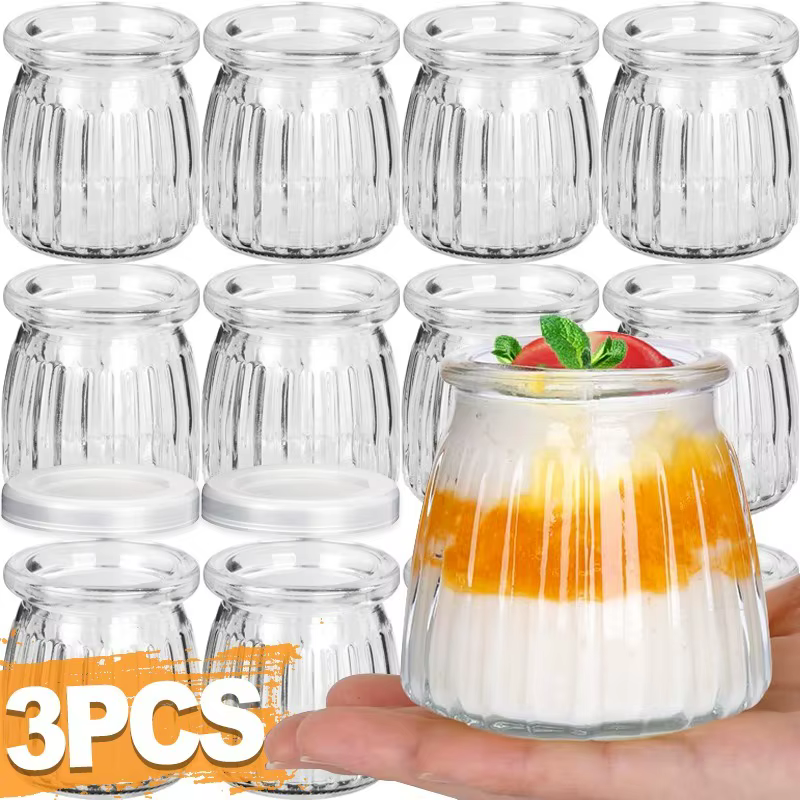 Bouteille en verre de Pudding avec couvercles PE