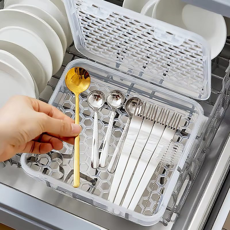 Boîte de rangement de couverts lavable au lave-vaisselle