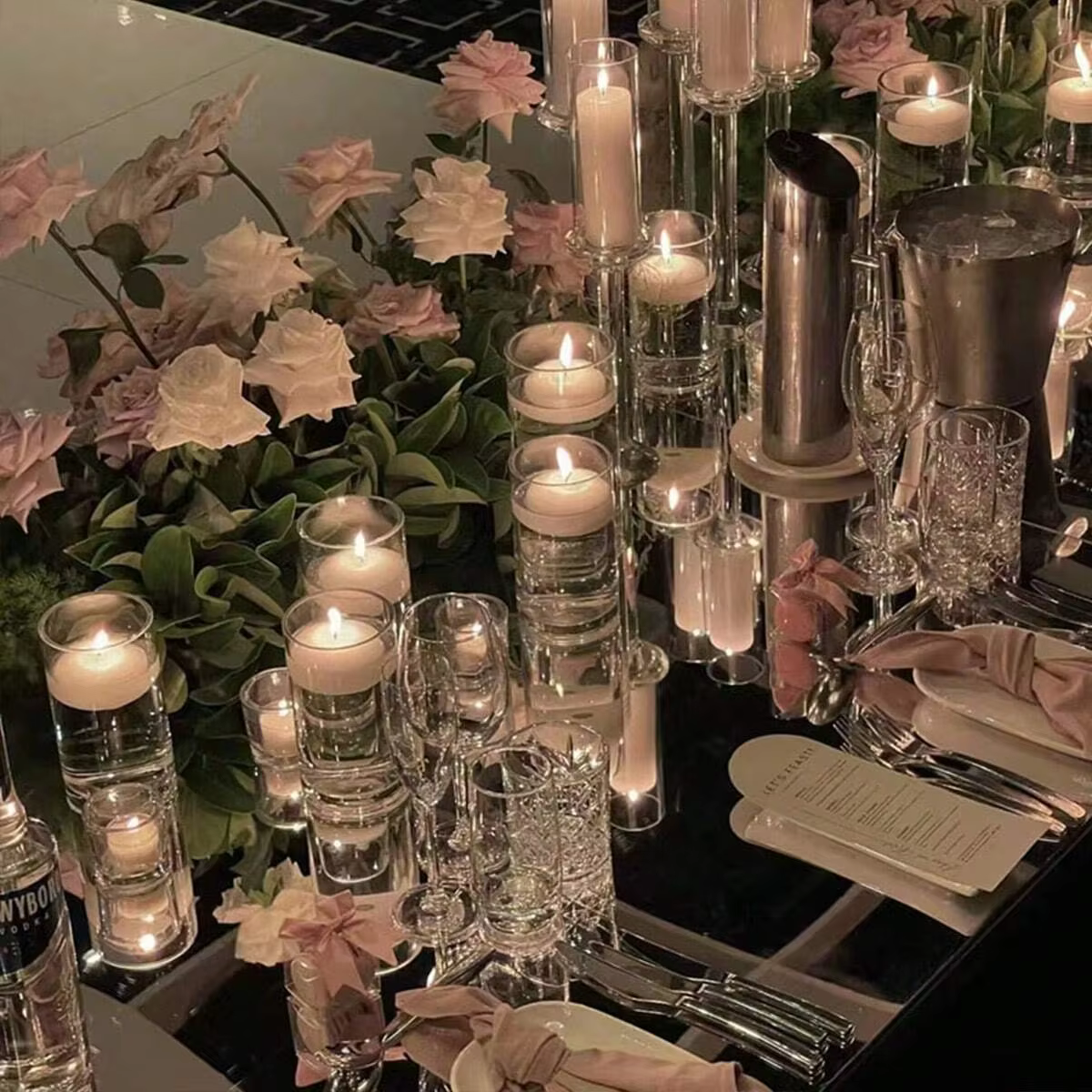 Cylindre verre tasse chandelier mariage Transparent bougie porte-gobelet Vase