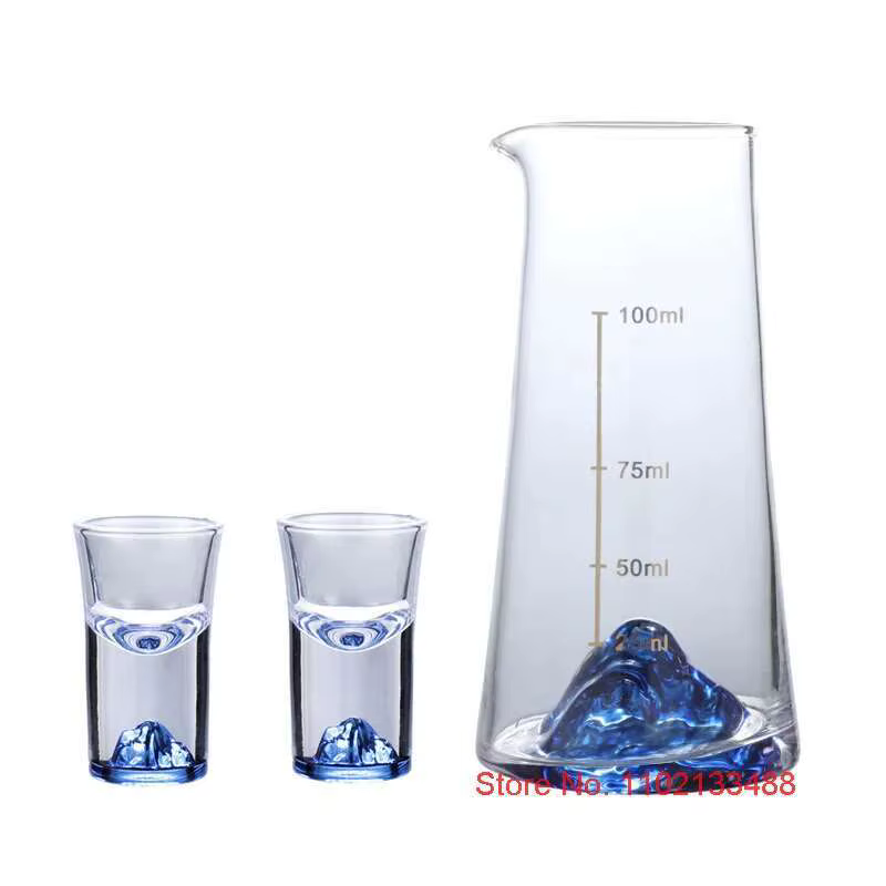 Verre à Shot de montagne en cristal bleu
