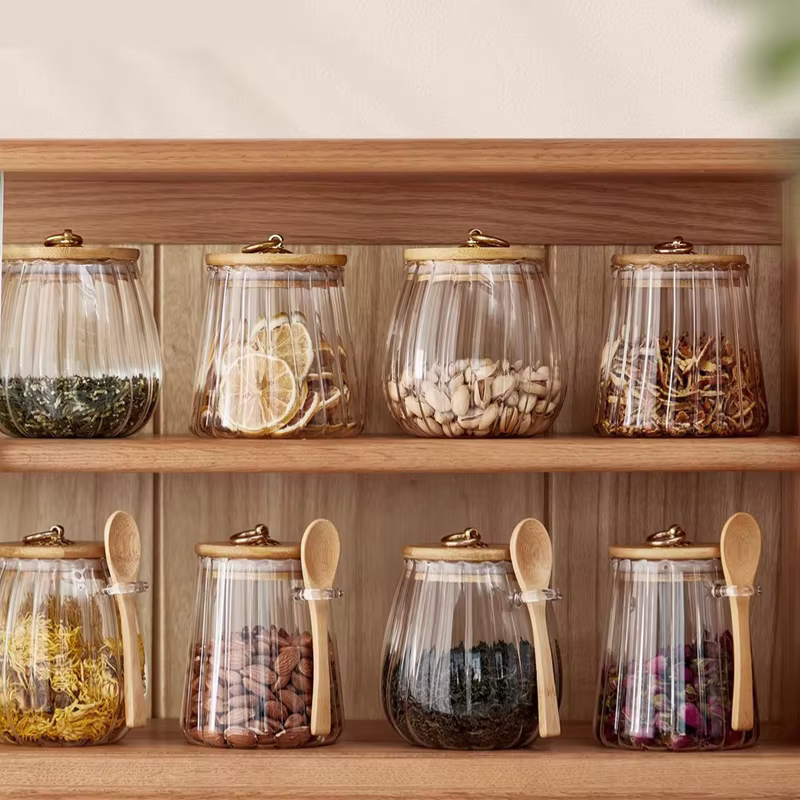 Récipient alimentaire bouteilles de stockage de cuisine pot hermétique en verre Grains thé