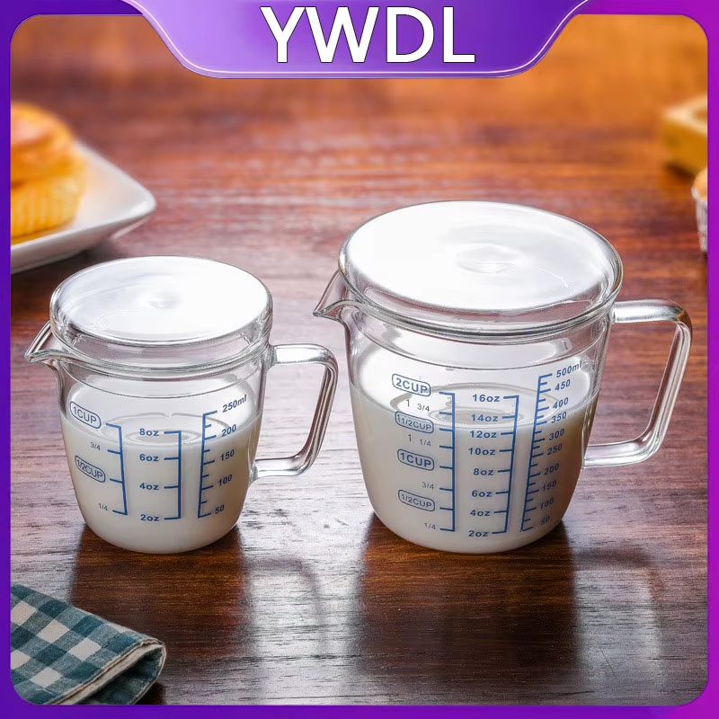 Tasse à mesurer en verre YWDL 250/500ml avec couvercle