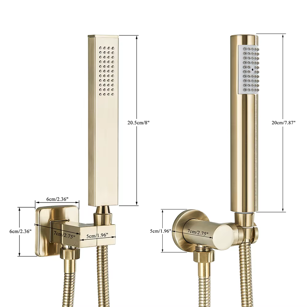 Pommeau de douche à main en plastique ABS, or brossé, tuyau de douche en acier inoxydable de 150cm, accessoire de robinet mural