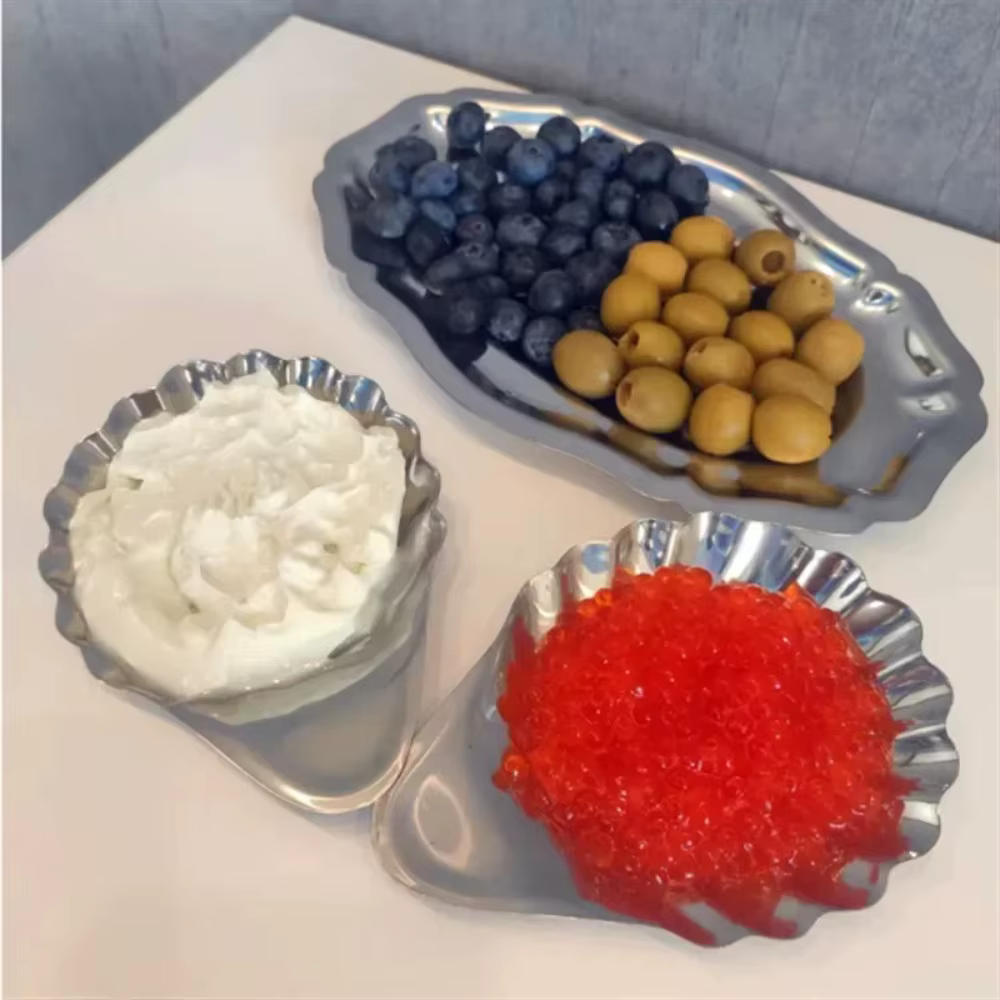 Plat à dessert en forme de coquille en acier inoxydable 304