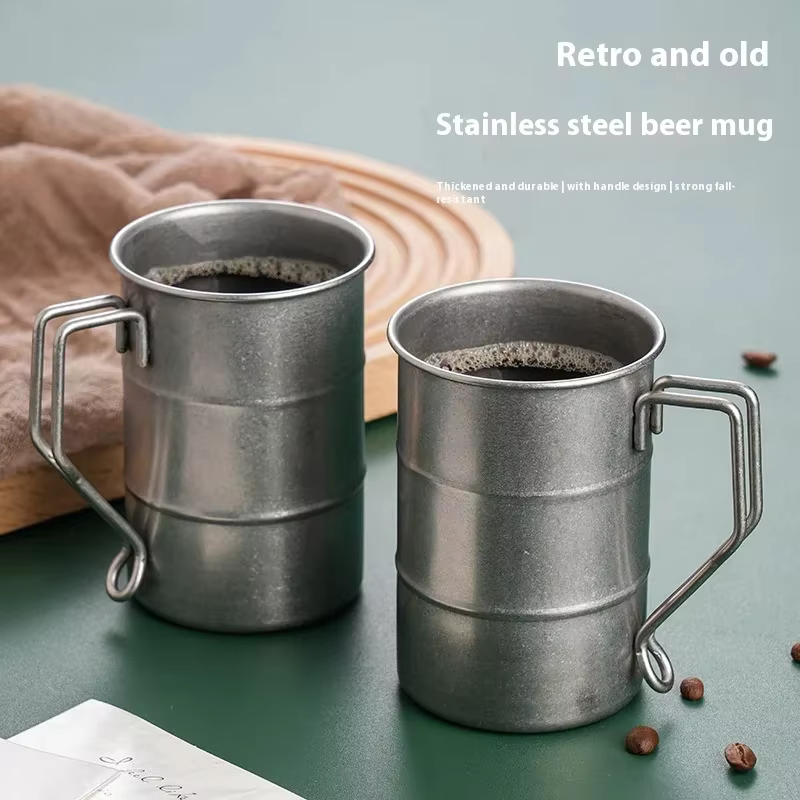 Tasse vintage en acier inoxydable 304 pour l'extérieur